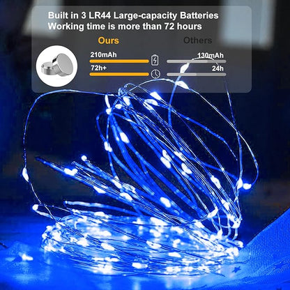 AIKEI 12 Pack LED Fairy Lights Battery Operated, String Lights Waterproof 7 Feet 20 Led Firefly Starry Lights for Wedding Party Bedroom Garden Christmas Decoration Blue