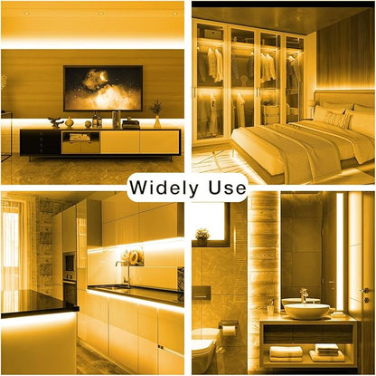 DAYBETTER COB LED Strip Light,LED Lights 32.8ft,Warm White 3000K Dotless Strip Lights,3200 LEDs Super Bright Dimmable 24V Flexible Tape Lights with Remote and App,for Bedroom,Kitchen,Cabinets Lighting