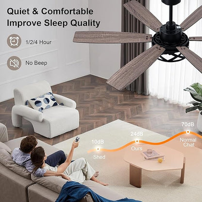 Farmhouse Ceiling Fan with Lights and Remote Large Rustic Ceiling Fan Caged Fandelier Industrial Chandelier Light, Reversible Quiet DC Motor 6 Speed for Indoor Outdoor (Farmhouse, 60 Inch)