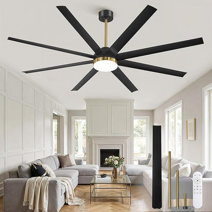 Fanbulous 72 Inch Large Ceiling Fans with Lights, Black Ceiling Fan with Remote Control, Dimmable, 3CCT, Quiet, Modern Ceiling fan For Living Room, Bedroom, Kitchen, Patio, Outdoor