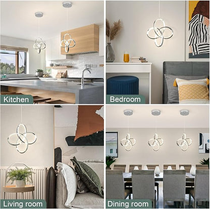 Modern Pendant Lighting, 4500K Chrome Pendant Light Kitchen Island, Height Adjustable Hanging Pendant Light Fixtures for Dining Room Kitchen Sink Bedroom Hallway,1 Pack
