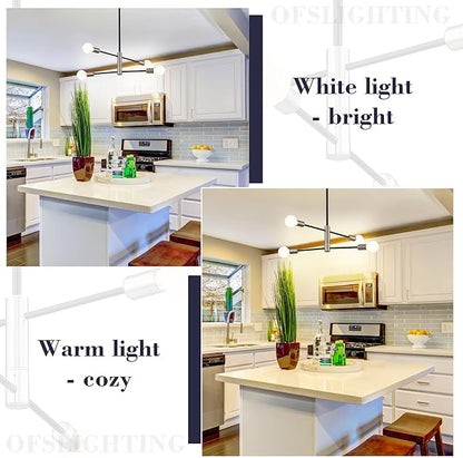Modern Sputnik Chandelier Adjustable 4-Light Industrial Ceiling Light Fixture Mid Century Semi Flush Mount Ceiling Light Fixture Farmhouse Pendant Lighting for Dining Room Bedroom Silver