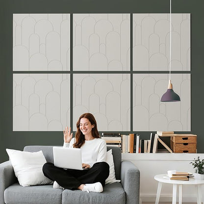 6 PCS Acoustic Panels, 23.6x23.6 Inch Sound Absorbing Panels, Decorative Acoustic Wall Panels for Recording and Home Studio, Office with Double-Sided Adhesive Tape