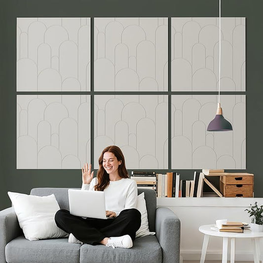 6 PCS Acoustic Panels, 23.6x23.6 Inch Sound Absorbing Panels, Decorative Acoustic Wall Panels for Recording and Home Studio, Office with Double-Sided Adhesive Tape