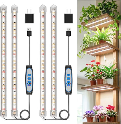 Kullsinss 16" Plant Grow Light Strips, 120 LEDs Grow Lights for Indoor Plants Full Spectrum with Upgrade Timer 6/12/16 Hrs, 5 Dimmable Levels, 2 Pack Sunlike Grow Lamp for Hydroponics Succulent