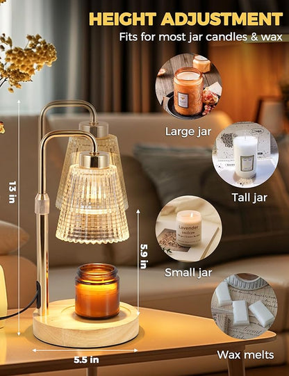 GODONLIF Candle Warmer Lamp with Timer Dimmable, Birthday Gifts for Women Mom, House Warming Gifts New Home Decor, Wax Melt Warmer for Jar Candles with 2 Bulbs