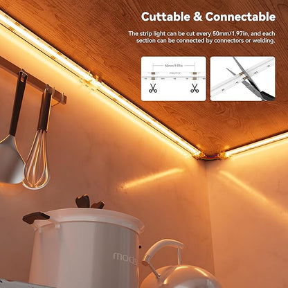 PAUTIX RGB COB LED Strip Light IP65 Waterproof,UL Listed 24V Color Changing Flexible Tape Lights 16.4ft/5m Multicolor,for TV,Bedroom,Bathroom,Party DIY Decoration(Adapter&Controller Not Included)
