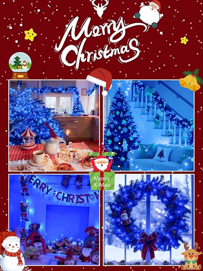 2026 New Voice Control Connectable 2PK 164FT 400LED Christmas String Lights Indoor Outdoor with Remote | Smart Twinkle Fairy String Lights 12 Modes & Timer for Xmas Tree Decor (Blue)
