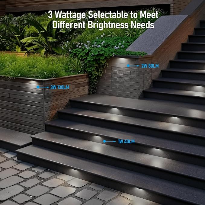 LEONLITE 4 Inch LED Hardscape Lighting, Update Retaining Wall Lights, LED Landscape Lighting, 12-24V AC/DC Paver Light Low Voltage, 1W/2W/3W Dimmable Outdoor Step Lights, 5000K Daylight, ETL, 4 Pack