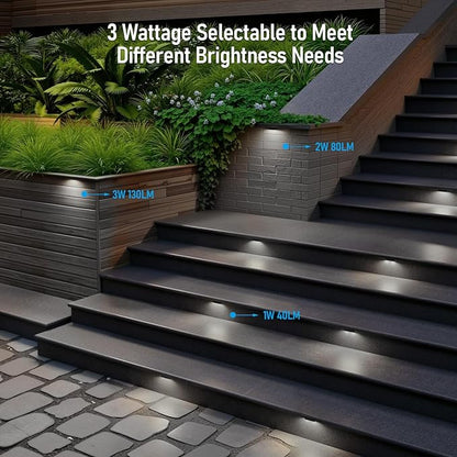 LEONLITE 4 Inch LED Hardscape Lighting, Update Retaining Wall Lights, LED Landscape Lighting, 12-24V AC/DC Paver Light Low Voltage, 1W/2W/3W Dimmable Outdoor Step Lights, 5000K Daylight, ETL, 4 Pack