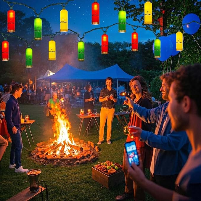 8.5FT LED Shotgun Shell String Lights with 10 Multicolor Novelty 3D Bullets Holiday Decor for Christmas,Mexican Fiesta,Summer Parties,Indoor/Outdoor Patio Bedroom Lighting (Green Wire)