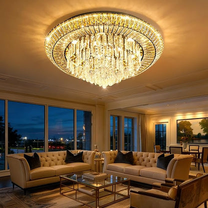 Modern Black Crystal Chandelier LED Ceiling Light Fixture Raindrop Chandeliers Dimmable Lighting for Living Room Dining Room Entryway Bedroom