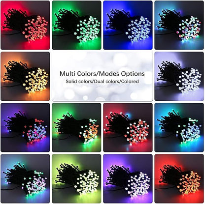 BrizLabs RGB + Warm White Christmas Lights, 98.5FT 300 LED Color Changing Red White Blue Patriotic String Lights with Remote, Dimmable Mini Light for Indoor Outdoor 4th of July Halloween Tree Decor