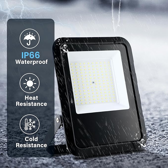 Simple Deluxe 140W Flood Lights Outdoor, 14000LM Bright LED Work Light with Plug, 6500K Daylight, IP66 Waterproof Security Lights Yard Lights, 2 Pack