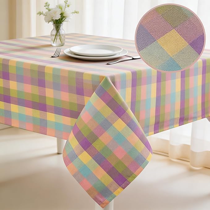 Urban Villa Easter Tablecloth Buffalo Check Table Cloth Tabletop Cover Kitchen Dining Tablecloth 100% Cotton Great Parties Wedding Holiday Dinner Easter Rectangle 60X102 Inches 8-10 Seats Table Cloth