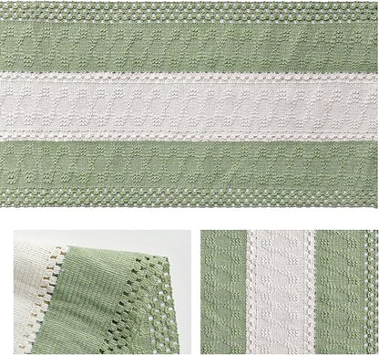 Artoid Mode Light Green Farmhouse Rustic Table Runner, Seasonal Hollow Kitchen Dining Table Decoration for Home Party Decor 12x90 Inch