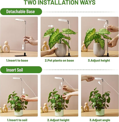 LBW Grow Light for Indoor Plants, Height Adjustable Plant Grow Lamp with Auto On/Off Timer 6/8/12/16H, 3 Colors,5 Dimmable Brightness, for Small Plants, White, 3 Packs