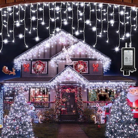 1620 LED Christmas Outdoor Lights with 360 Drops, 164ft Hanging Curtain Lights with 8 Modes Timer & Memory, Waterproof Christmas Fairy Lighs for House Roof Holiday Wedding ChristmasDecor (Cool White)