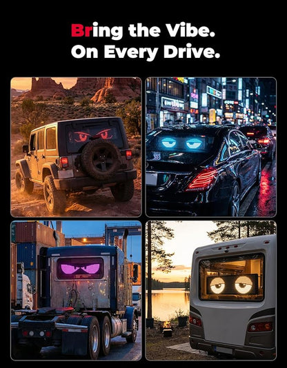 KEMIMOTO Flexible LED Digital Display Screen, Programmable Eye Light for Car Windshield with Remote & App Control, Portable LED Sign for Golf Carts, Festivals, Bars, Home Decorations, Sports Events
