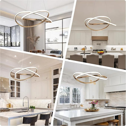 Modern Chandelier Dimmable Pendant Light Fixture,5CCT/2700K/3000K/3500K/4000K/5000K,Adjustable Modern LED Chandeliers for Dining Room Kitchen Entryway Living Room Bedroom (Gold-5CCT, 20 Inches)