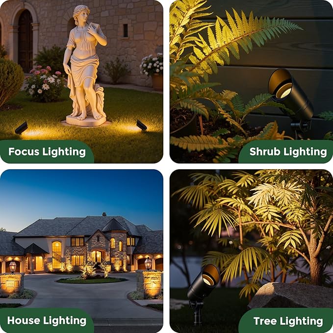 Gardencoin Low Voltage Landscape Spotlight, 12V LED Outdoor Landscape Lighting, Landscape Spot Lights Wired for Garden and Yard, Aluminum Up Lighting Fixture with 5W MR16 Replaceable Bulb (6 Pack)