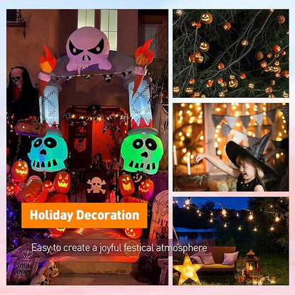 C7 Christmas Lights, Led Clear Orange Halloween Outdoor String Lights, 25FT Commercial Grade Patio Light with 27 C7 Bulbs, Hanging Lights for Indoor Outside Porch Xmas Tree Thanksgiving Décor
