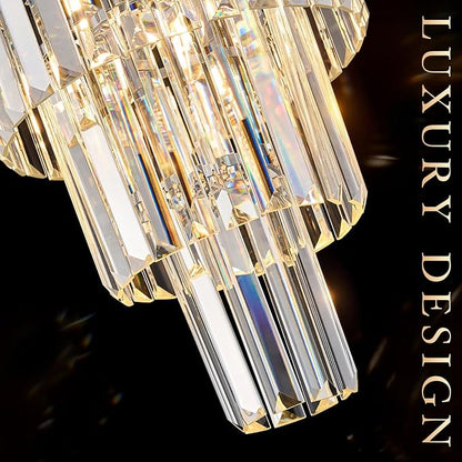 3 Pack Chrome Crystal Pendant Light, Modern 3 Tiers K9 Crystal Chandelier Mini Ceiling Pendant Light Fixture for Kitchen Island Dining Room Hallway Bedroom Closet