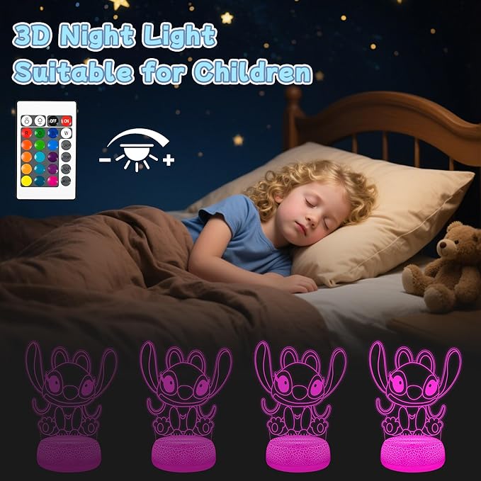 3D Angel Stuff Lamp,16 Colors Gifts for Girls Boys Bedroom,Cool LED Night Light Room Decor Christmas Birthday Gifts for Smart Kids - with Greeting Card
