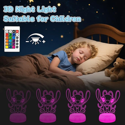 3D Angel Stuff Lamp,16 Colors Gifts for Girls Boys Bedroom,Cool LED Night Light Room Decor Christmas Birthday Gifts for Smart Kids - with Greeting Card