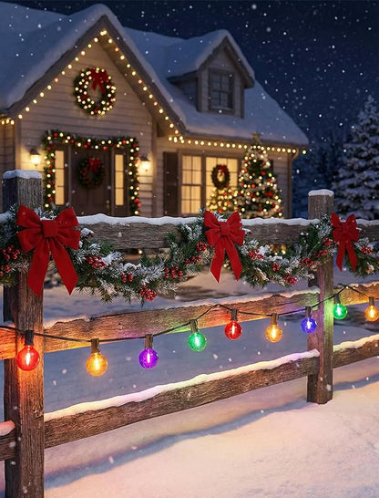 G40 LED Christmas String Lights, 50FT Christmas G40 String Lights with 27 Shatterproof G40 LED Clear Multicolor Bulbs, Outdoor Decoration Lights for Patio Backyard Roofline Garden Yard
