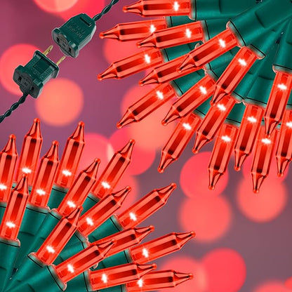 150LIGHTS RED Extra-Bright with End Connectors Christmas Decorative Lights 9.72m UL Certified Mini String Light Set Waterproof for Home Garden Holiday Christmas Tree Party Patio Decor Wedding
