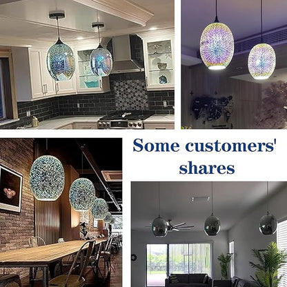 Modern 3D Fireworks Pendant Light Colorful Pendant Lights Colorful Glass Fireworks Art Pendant Light Unique Fixture for Kitchen Island Restaurant Living Room Bedroom (Dia8.6 x H12.6, Bulb Incl.)
