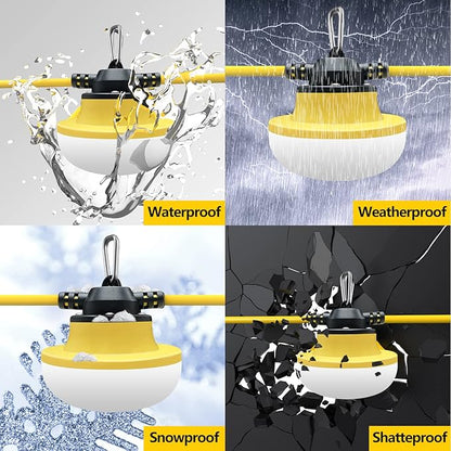 New 200FT Construction String Lights LED Industrial Grade Best for Construction Sites,Renovation, Walkways,Patio,Mine cave,Outdoor Lighting Solutions Use,Free for Climbing Hook 3Prong