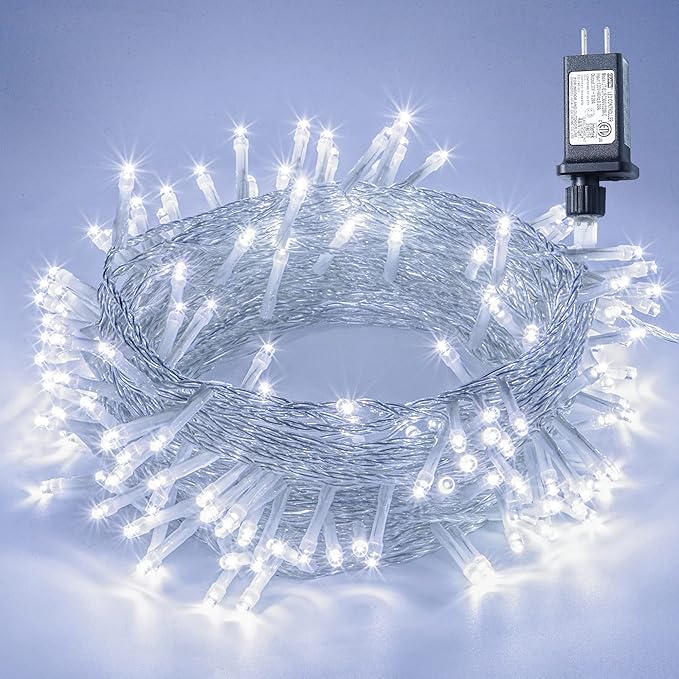 oopswow LED String Lights by White, 100LED Plug in Fairy String Lights with 8 Modes for Indoor and Outdoor Party Wedding Home Patio Lawn Garden Christmas Supplies-White