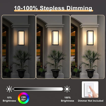𝟐𝟎.𝟓-𝐈𝐍𝐂𝐇 Dusk to Dawn Outdoor Wall Lights, Large Size Waterproof Patio Lanterns, LED Exterior Light Fixture Wall Mount Lantern Sconce, Black Outdoor Wall Sconces for Front Door Porch