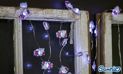 Silver Buffalo Sanrio Hello Kitty Strawberry Dress 20ct Decorative String Lights, 7 Feet Long, Battery Powered (2 AA Batteries Included), Cool White LED, Indoor Use Only