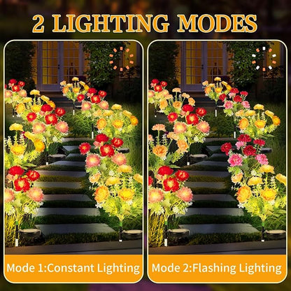 Solar Garden Lights Outdoor, 4 Pack 28 Solar Flower Lights, Waterproof Solar Lights Outdoor for Yard, Grave, Pathway, Landscape,Lawn, Party, Garden Decor, Gifts for Women, Mom Grandma Birthday