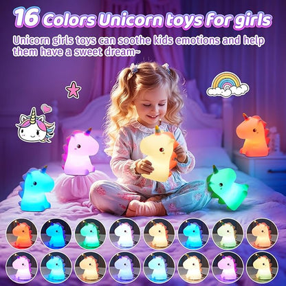 One Fire Unicorn Night Light for Kids, 16 Colors & Remote Control Baby Night Light, Rechargeable Unicorn Lamp, Cute Gifts for Kids Gifts Teen Girl Gifts