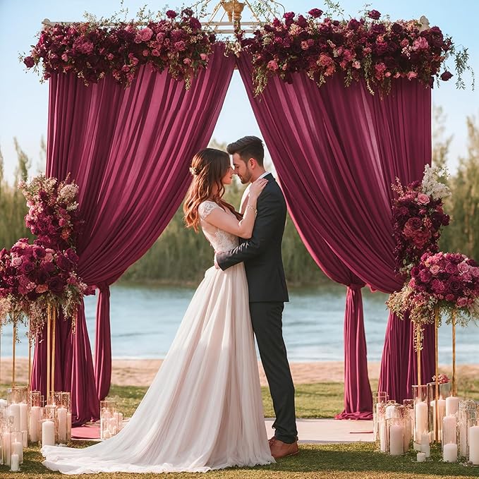 10x10ft Burgundy Backdrop Curtain for Wedding Parties Wrinkle Free Fabric Maroon Drapes Backdrop Decoration for Baby Shower Birthday Photography Decoration 2 Panels, 5ft x 10ft