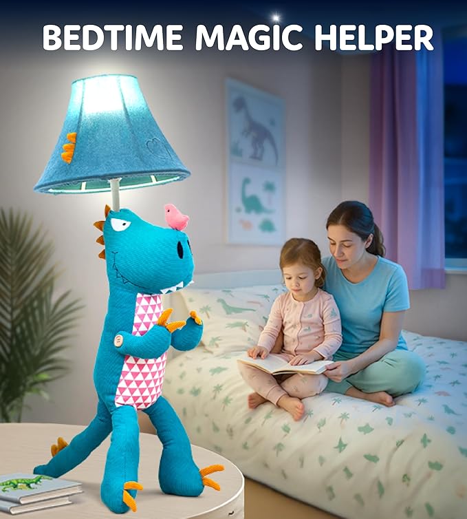 Dinosaur Girls Lamp for Kids Room - 27", Kids Lamp for Girls Bedroom - Cute Christmas Gifts, Birthday Gifts for All Ages: Toddler Boys, Children, Grandkids 3 4 5 and Up Years Old, Sister, Brother