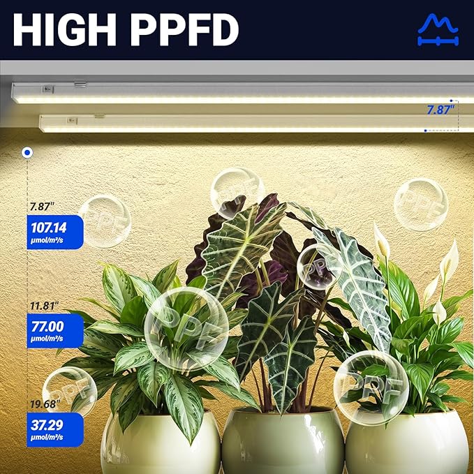Barrina T5 Grow Lights, Grow Light Strip for Indoor Plants, 1ft Plant Lights for Indoor Growing, Full Spectrum LED Grow Light, Individual Switch, Linkable, Plug and Play, Yellow, 8-Pack