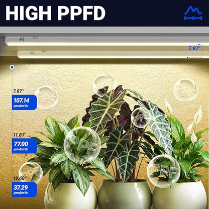 Barrina T5 Grow Lights, Grow Light Strip for Indoor Plants, 1ft Plant Lights for Indoor Growing, Full Spectrum LED Grow Light, Individual Switch, Linkable, Plug and Play, Yellow, 8-Pack