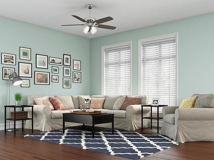 Hunter 52 inch Indoor Ceiling Fan with LED Lights - Ceiling Fan with Pull Chain, For Bedroom or Living Room, Standard Mount, No Remote, 5 Blades, Includes Bulbs - Amberlin 53216, Brushed Nickel
