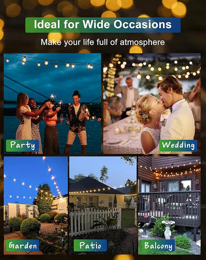 Zuske Solar String Lights Outdoor Waterproof 200FT with USB Port and 100 Shatterproof G40 Bulbs(3 Spare), LED Solar Powered Patio Lights for Outside, Porch, Backyard, Gazebo, Garden(Warm White)