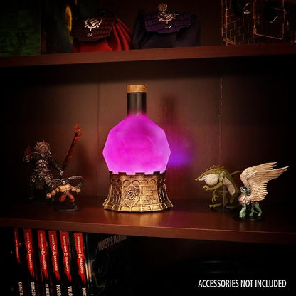 Enhance Gaming Sorcerer's Potion Light with Swirling Mystical Brew - Potion Bottle Mood Light Prop for Tabletop Game Immersion, Playroom, Desk Decor - Soft Glowing Whirling Potion (Purple Elixir)