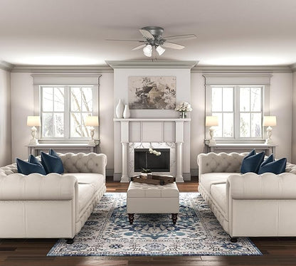 Hunter 52 inch Indoor Ceiling Fan with LED Lights - Ceiling Fan with Pull Chain, For Bedroom, Living Room, or Kitchen, Low Profile Flush Mount, No Remote, 5 Blades - Builder 51113, Matte Silver