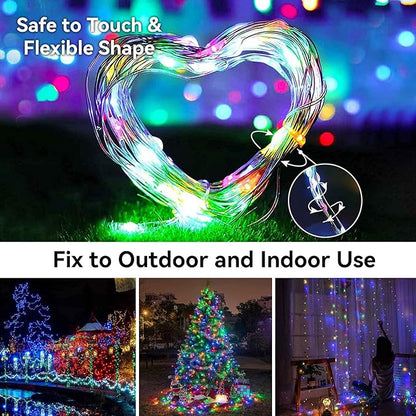 LIGHTOP Solar String Lights Outdoor 2 Pack 33FT 100LED Copper Wire Fairy Light Waterproof Decoration for Wedding Party Terrace Yard Tree Garden Patio Camping (Multicolor)