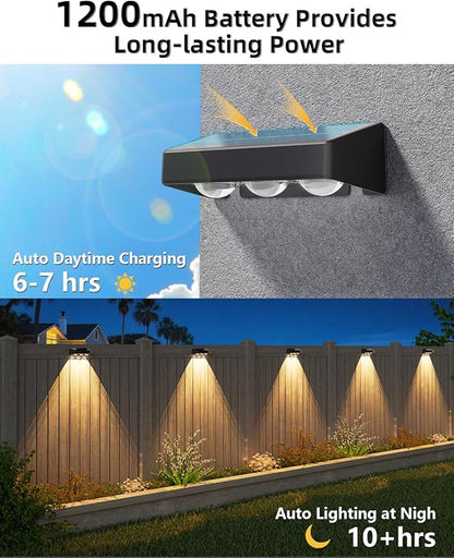 JOFIOS Solar Fence Lights Outdoor, 8 Pack, 9 Fixed Colors ＆ Color Changing Fence Lights Solar Powered Waterproof IP65 Dusk-to-Dawn LED Deck Lighting for Patio, Railing, Pool, Porch, Backyard, Wall