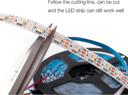 DC5V SK6812 (Similar WS2812B) RGBW RGB+Neutral White 30leds/Pixels/m LED Strip light Individually Addressable 4Color in 1LED Non-Waterproof (16.4ft(5m) 150leds, IP30) (No Adapter or Controller)