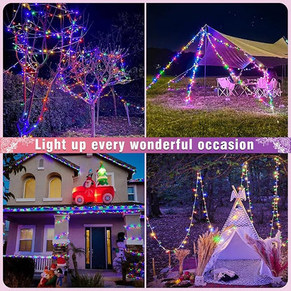 262FT 800 LED Outdoor String Lights, Extra Long Christmas Lights Indoor Waterproof, 8 Modes Plug in Twinkle Fairy Lights Clear Wire for Outside House Patio Garden Party Decorations, Multicolor